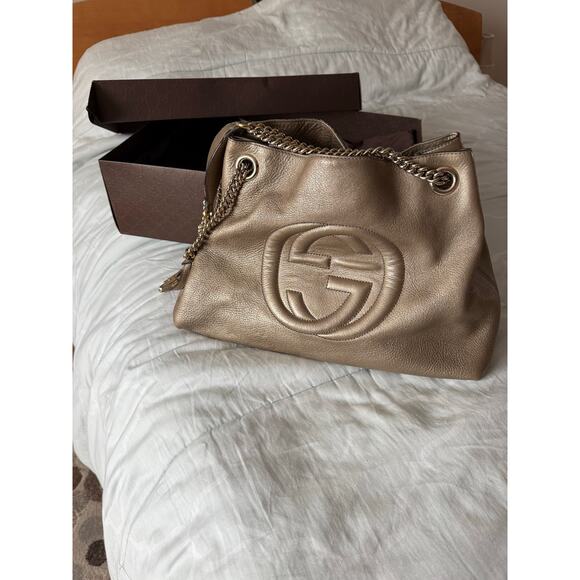 Gucci Soho Shoulder Bag Gold Metallic - Picture 1 of 11